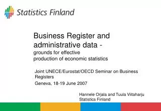 Business Register and administrative data - grounds for effective production of economic statistics