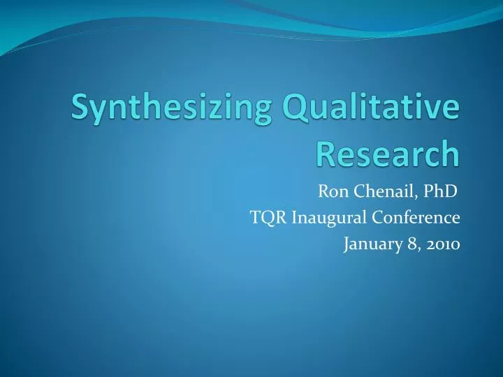 synthesizing qualitative research