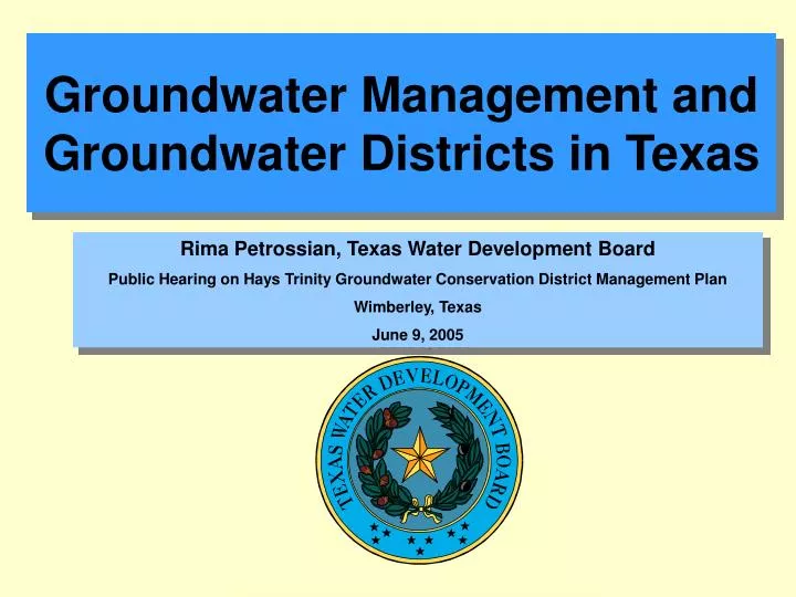 groundwater management and groundwater districts in texas