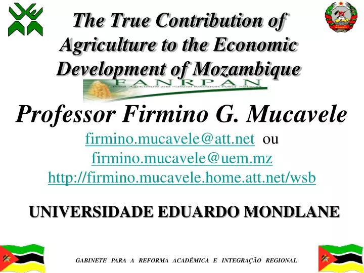 the true contribution of agriculture to the economic development of mozambique