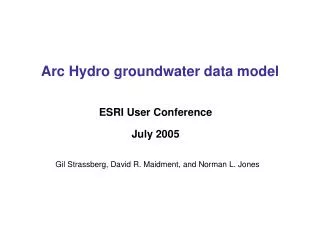 Arc Hydro groundwater data model