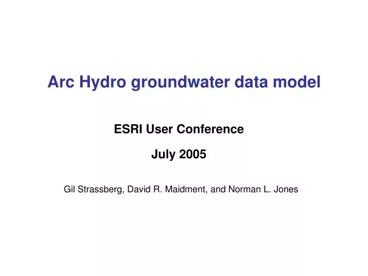 arc hydro groundwater data model