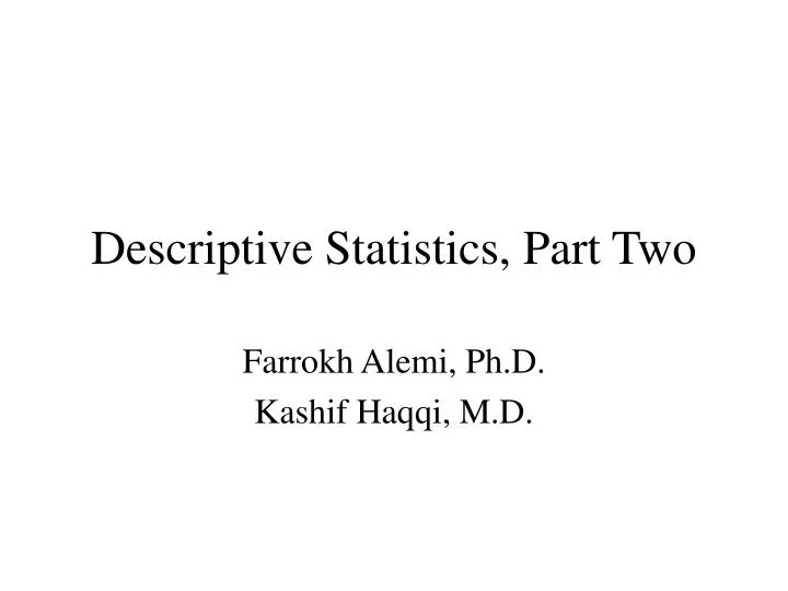 descriptive statistics part two