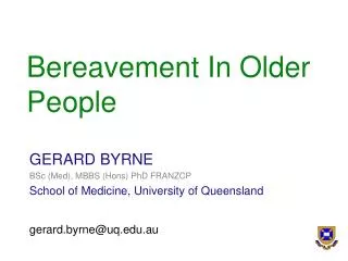 Bereavement In Older People