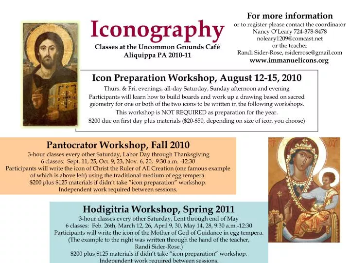 iconography classes at the uncommon grounds caf aliquippa pa 2010 11