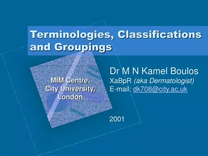 terminologies classifications and groupings