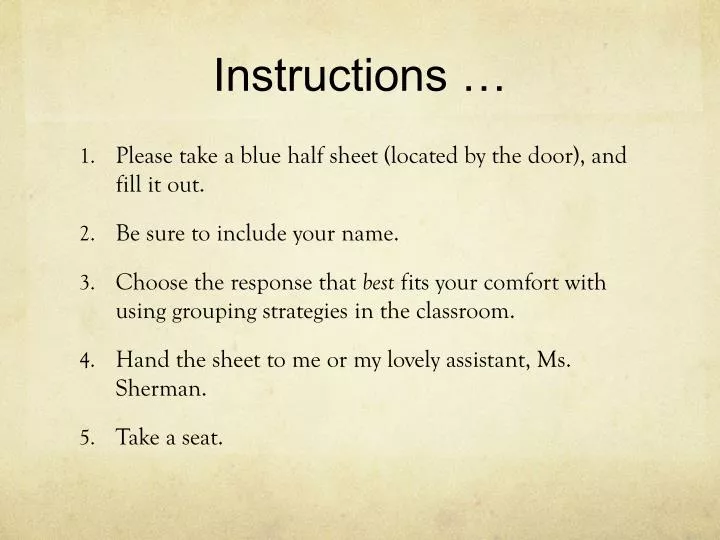 instructions