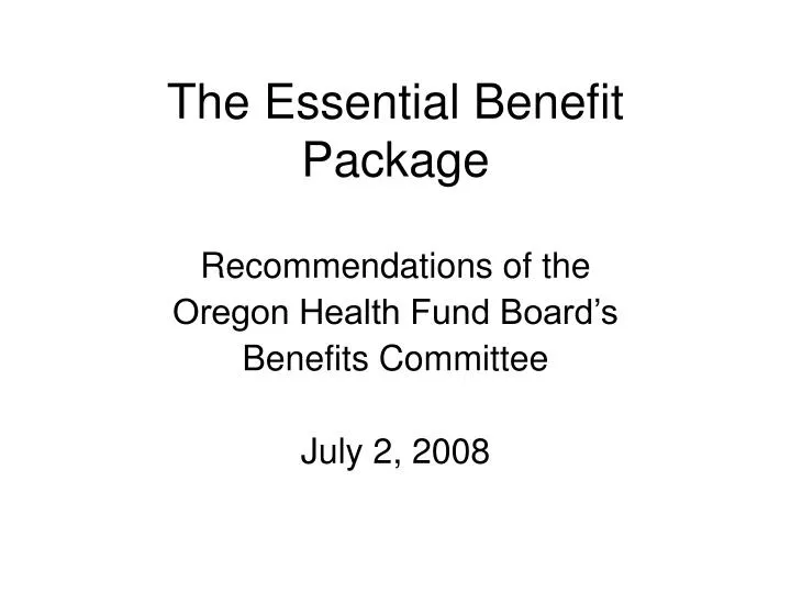 the essential benefit package