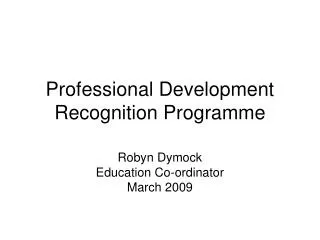 Professional Development Recognition Programme