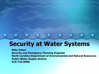 Security at Water Systems