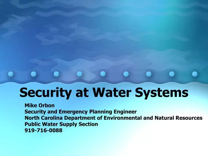 security at water systems