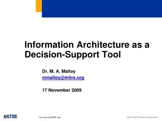 Information Architecture as a Decision-Support Tool