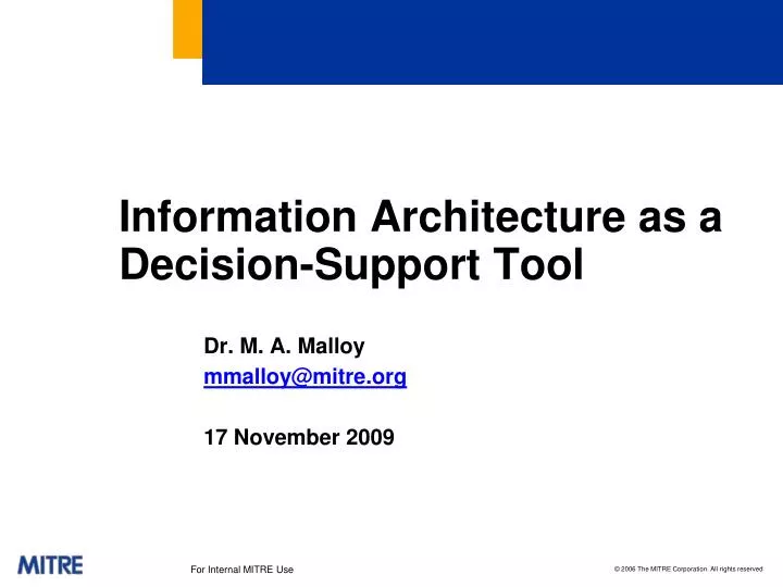 information architecture as a decision support tool