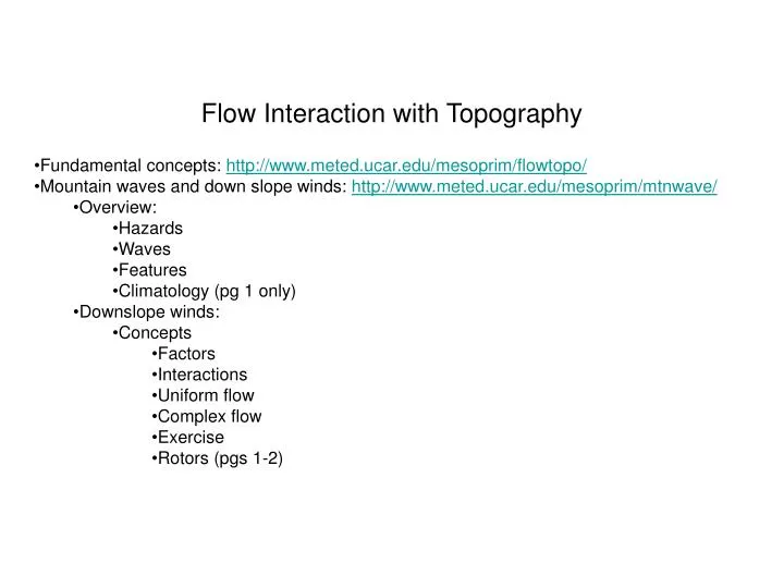 flow interaction with topography