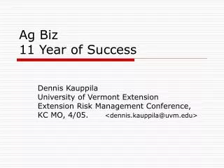 Ag Biz 11 Year of Success