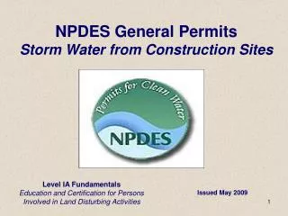 NPDES General Permits Storm Water from Construction Sites