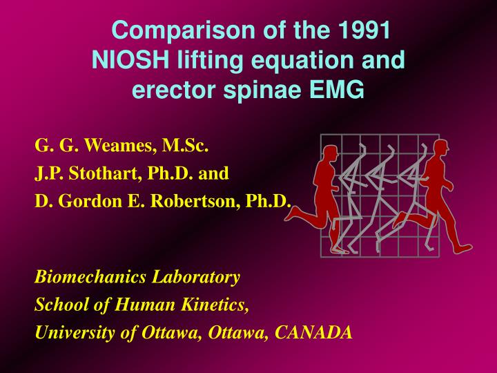comparison of the 1991 niosh lifting equation and erector spinae emg