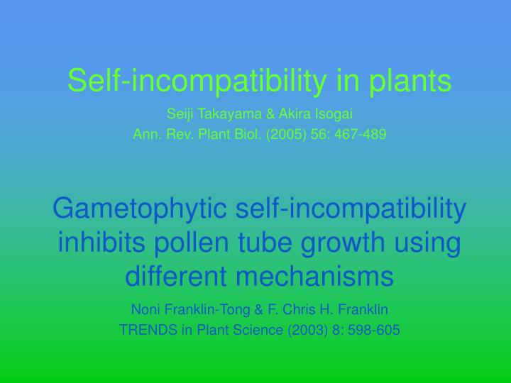 self incompatibility in plants