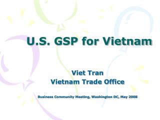 U.S. GSP for Vietnam