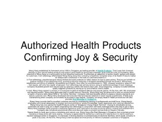 Authorized Health Products Confirming Joy & Security