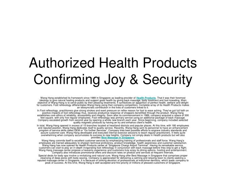 authorized health products confirming joy security