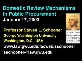 Domestic Review Mechanisms in Public Procurement January 17, 2003