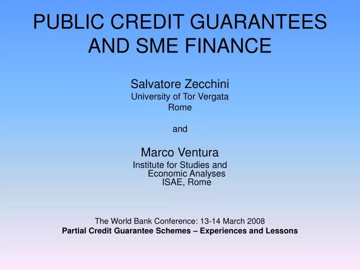 public credit guarantees and sme finance