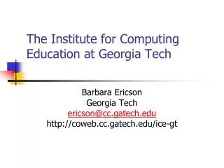 The Institute for Computing Education at Georgia Tech