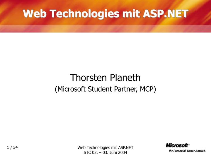 web technologies mit asp net
