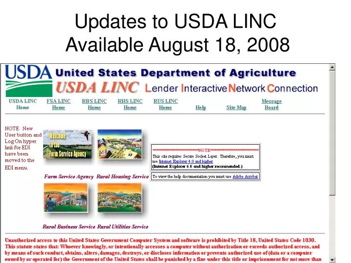 updates to usda linc available august 18 2008