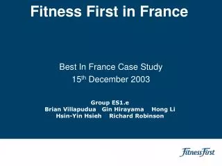 Fitness First in France