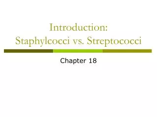 Introduction: Staphylcocci vs. Streptococci