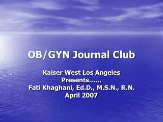 OB/GYN Journal Club