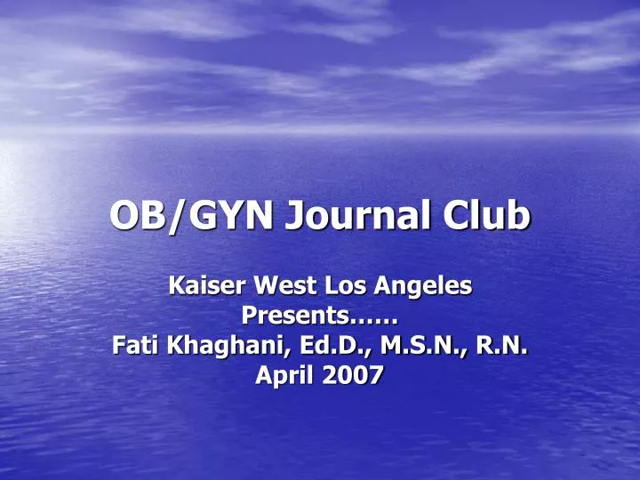 ob gyn journal club
