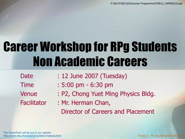 career workshop for rpg students non academic careers