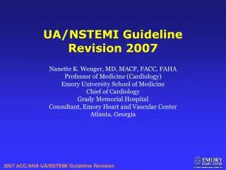 UA/NSTEMI Guideline Revision 2007
