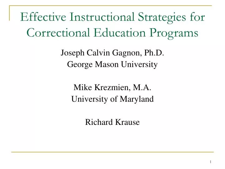 effective instructional strategies for correctional education programs