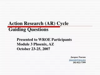 Action Research (AR) Cycle Guiding Questions