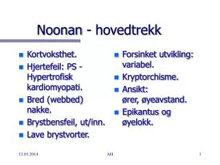 noonan hovedtrekk