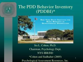 The PDD Behavior Inventory (PDDBI)*
