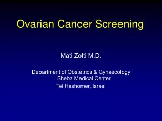 Ovarian Cancer Screening