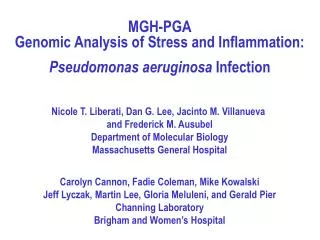 MGH-PGA Genomic Analysis of Stress and Inflammation: Pseudomonas aeruginosa Infection