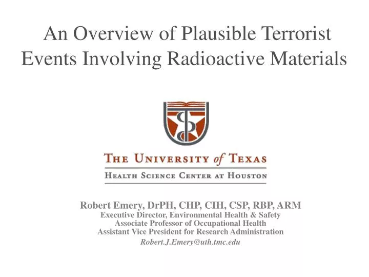 an overview of plausible terrorist events involving radioactive materials