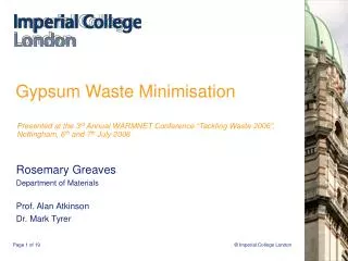 Gypsum Waste Minimisation