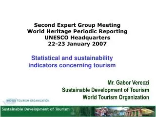 Statistical and sustainability indicators concerning tourism