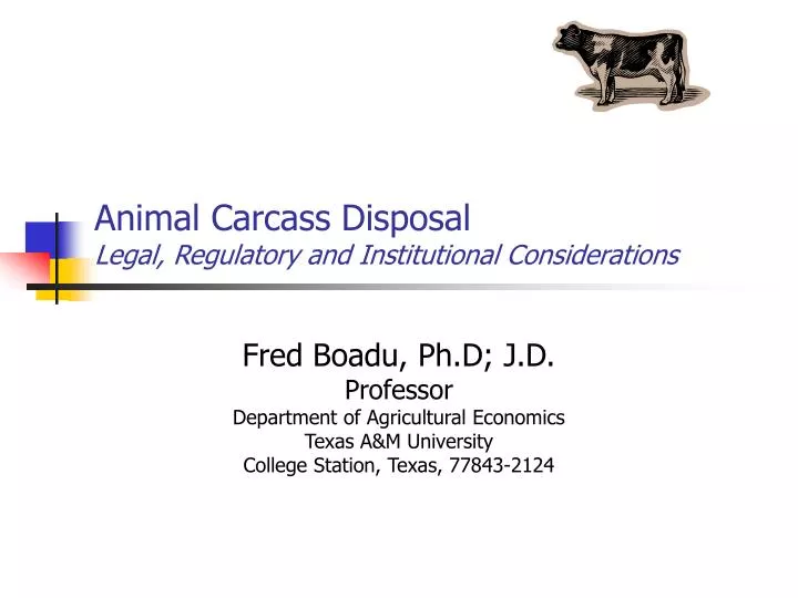 animal carcass disposal legal regulatory and institutional considerations