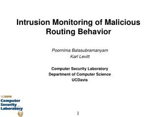 Intrusion Monitoring of Malicious Routing Behavior