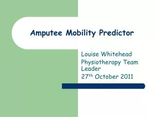 Amputee Mobility Predictor