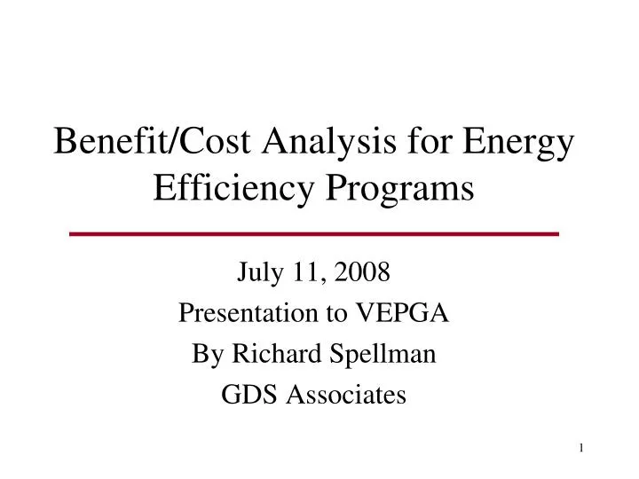 benefit cost analysis for energy efficiency programs