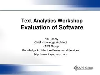 Text Analytics Workshop Evaluation of Software